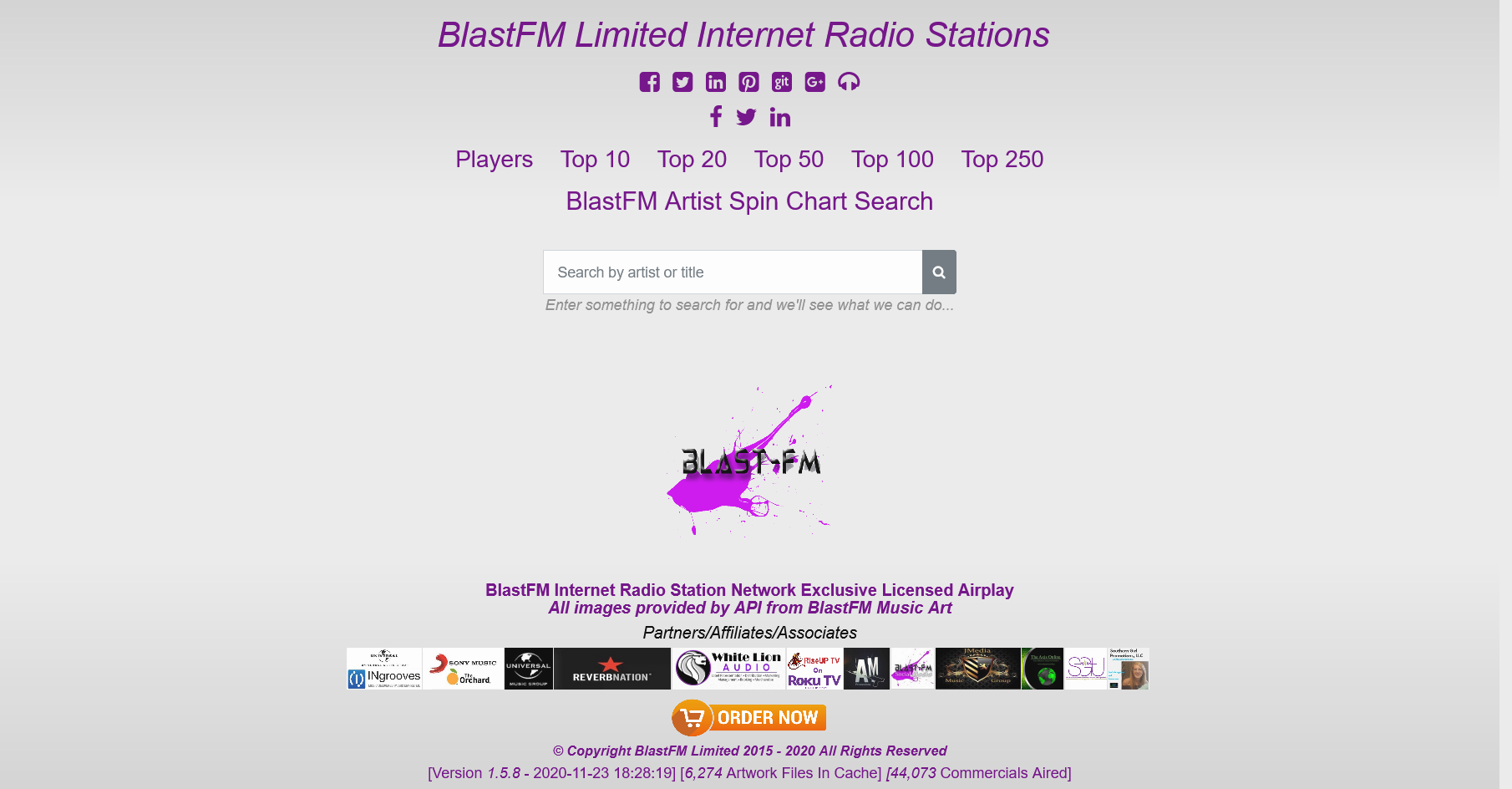 BlastFM Artist Spin Chart Search
